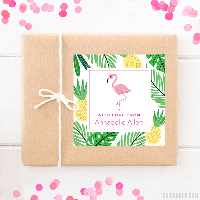 Flamingo and Pineapple Gift Labels