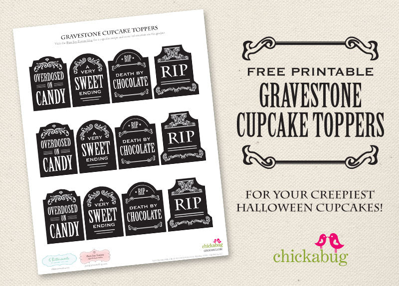 Free Printable Halloween Gravestone Cupcake Toppers (INSTANT DOWNLOAD)