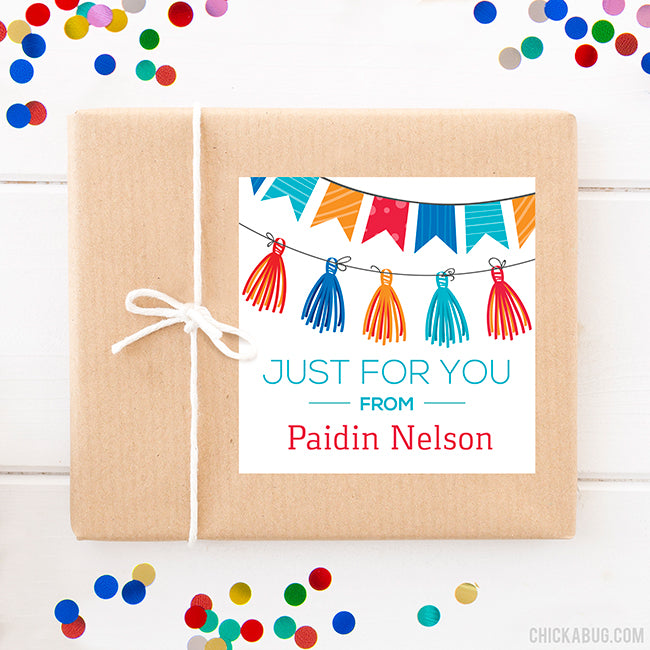 Colorful Party Garland Gift Labels