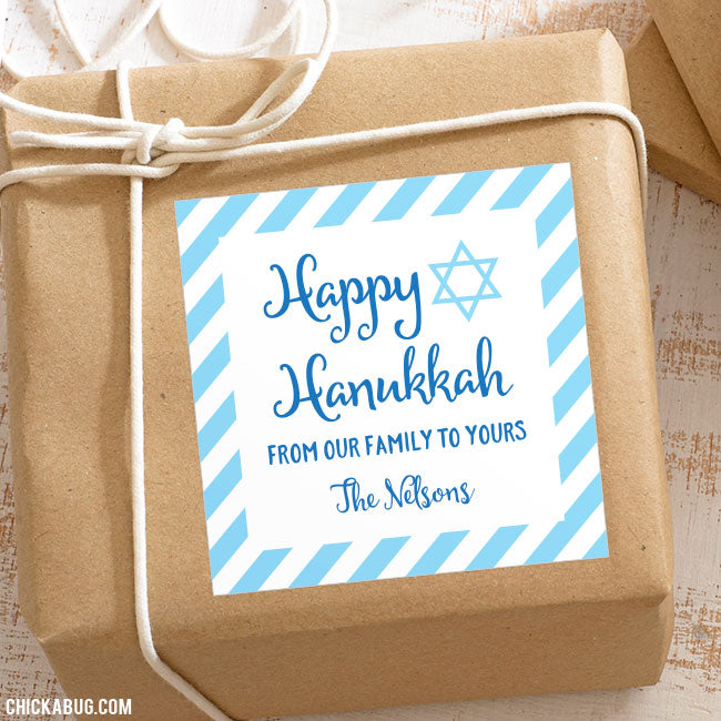 "Happy Hanukkah" Personalized Gift Stickers