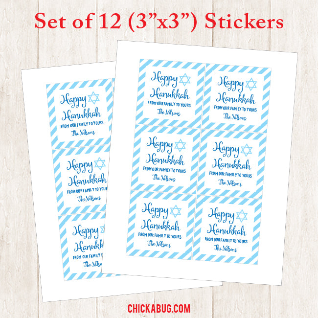 "Happy Hanukkah" Personalized Gift Stickers