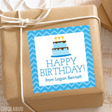 Blue Birthday Cake Birthday Gift Labels
