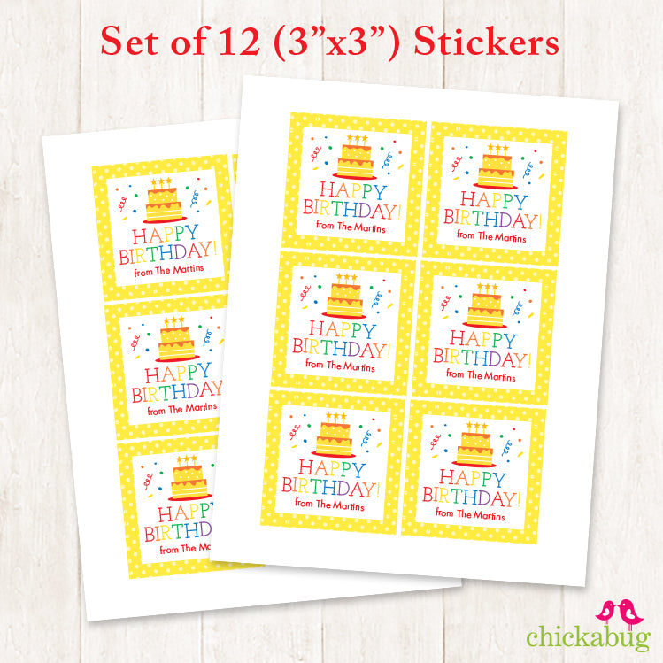 Birthday Cake Personalized Birthday Gift Labels – Chickabug