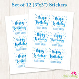 Blue Confetti Birthday Gift Labels
