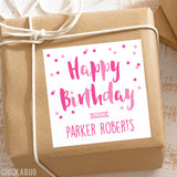 Pink Confetti Birthday Gift Labels