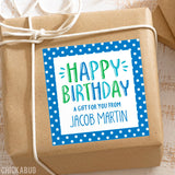 Blue "Happy Birthday" Birthday Gift Labels