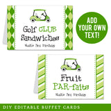 Golf Party Table Tent Cards (EDITABLE INSTANT DOWNLOAD)