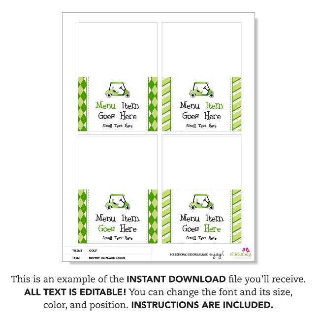 Golf Party Table Tent Cards (EDITABLE INSTANT DOWNLOAD)