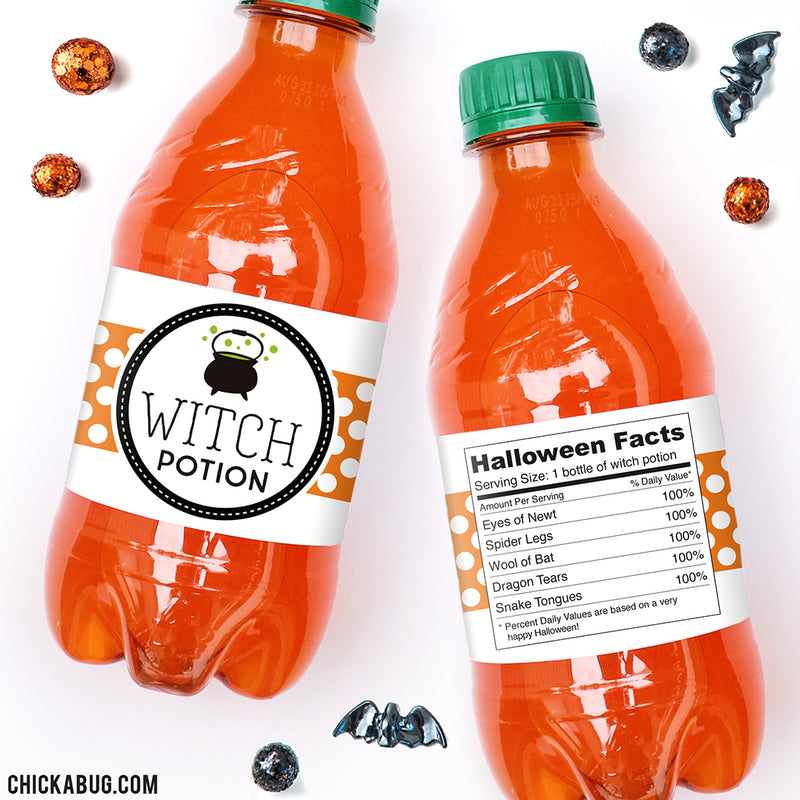 "Witch Potion" Halloween Drink Labels
