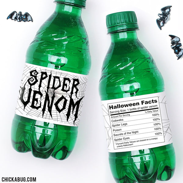 "Spider Venom" Halloween Drink Labels