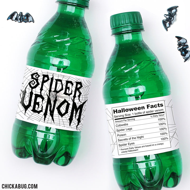 "Spider Venom" Halloween Drink Labels