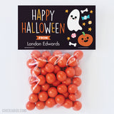 Ghost and Pumpkin "Happy Halloween" Paper Tags and Bags - Black