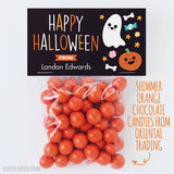 Ghost and Pumpkin "Happy Halloween" Paper Tags and Bags - Black