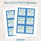 "Happy Hanukkah" Polka Dots Personalized Gift Stickers
