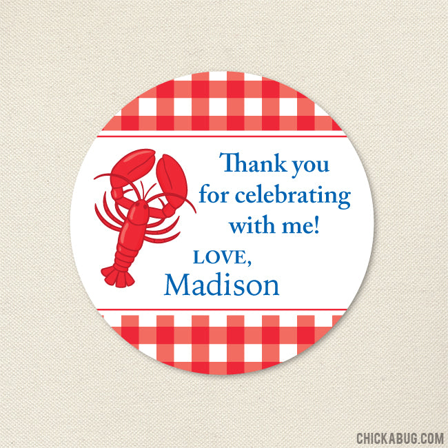 Lobster Party Favor Stickers