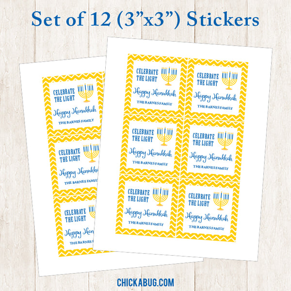 Menorah Personalized Hanukkah Gift Stickers