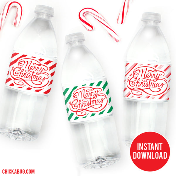 Merry Christmas Water Labels (INSTANT DOWNLOAD)