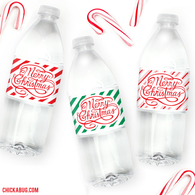 Merry Christmas Water or Soda Labels