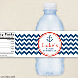 Nautical Birthday Water Bottle Labels - Blue