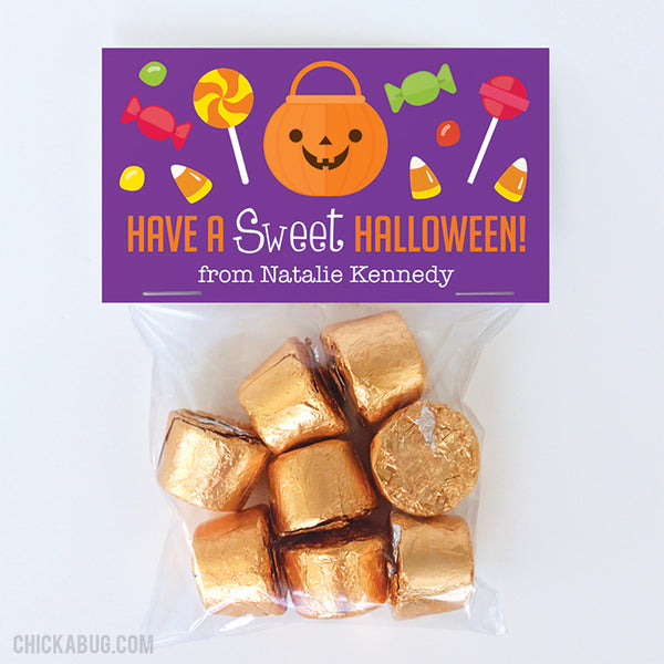 Treat Pail and Candy Halloween Paper Tags and Bags