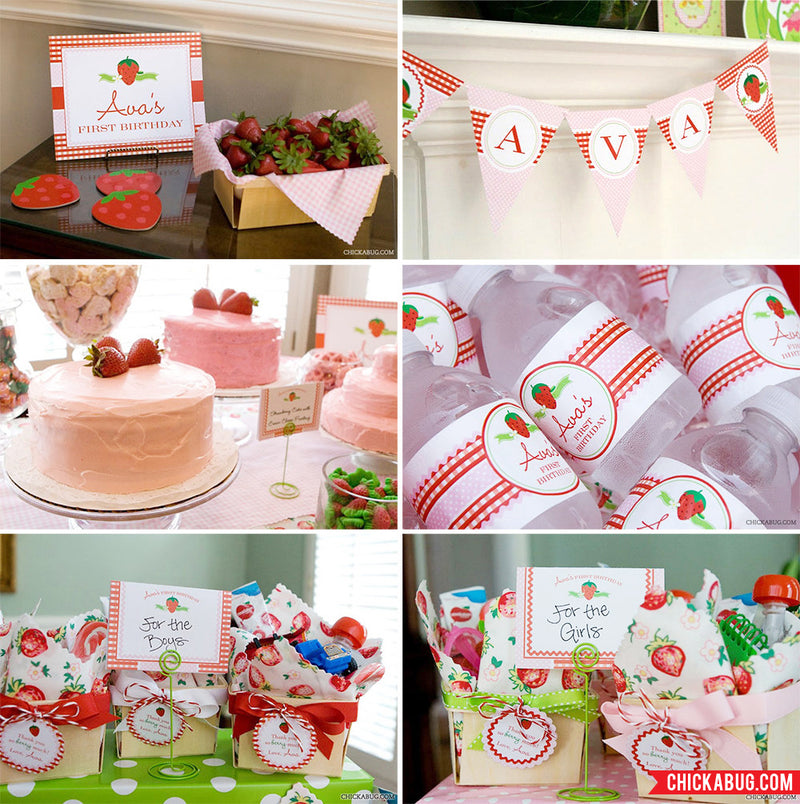 Strawberry BIRTHDAY Party Printable Package & Invitation, Strawberry  Birthday Decor, Strawberry Party Decor, Berry First Birthday Printables 