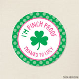 "Pinch Proof" Pink St. Patrick's Day Stickers