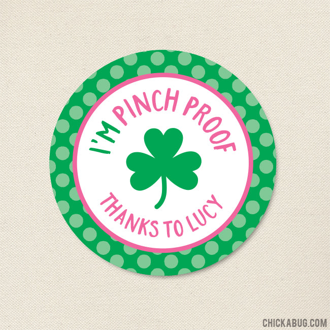 "Pinch Proof" Pink St. Patrick's Day Stickers