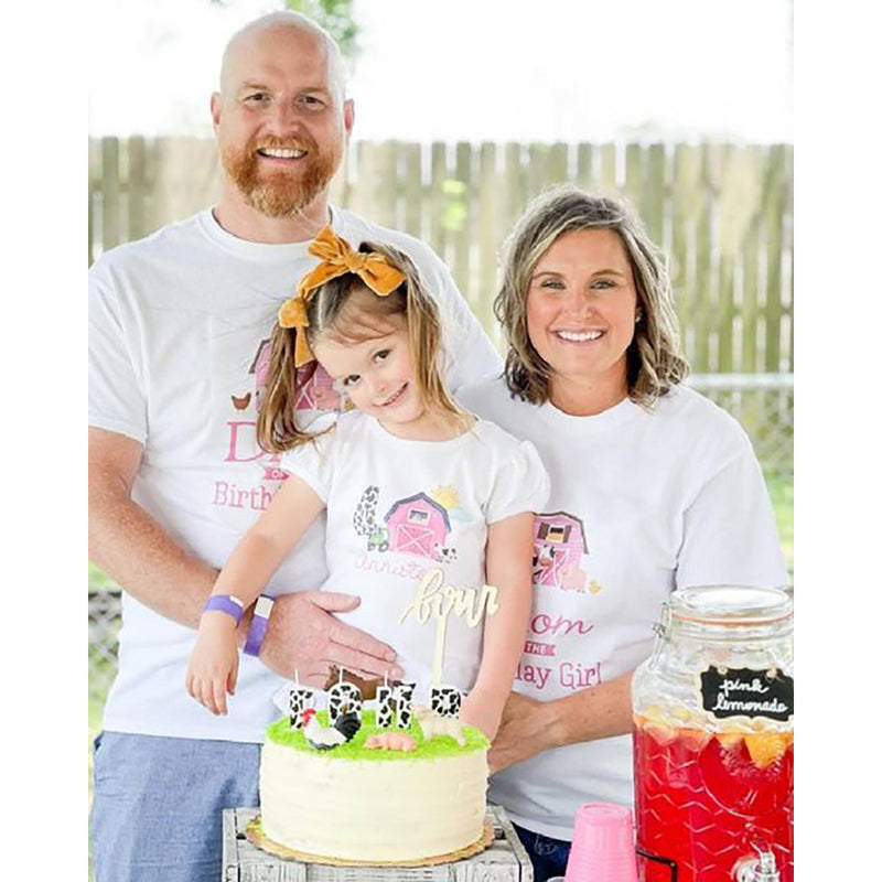 Pink Farm Birthday Family Iron-On