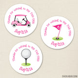 Pink Golf Party Favor Stickers