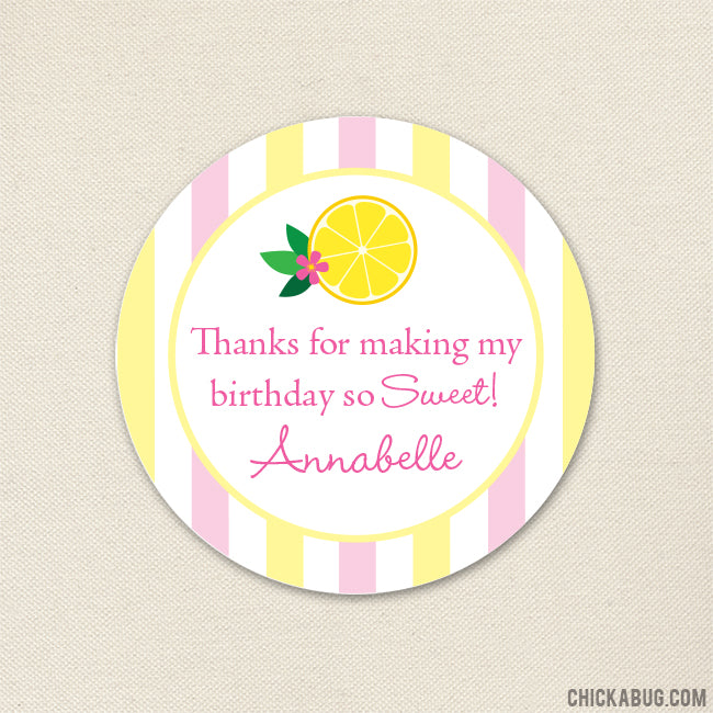 Pink Lemonade Party Favor Stickers
