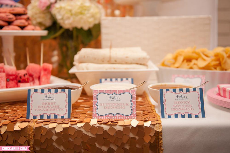 Pink Nautical Party Table Tent Cards (EDITABLE INSTANT DOWNLOAD)
