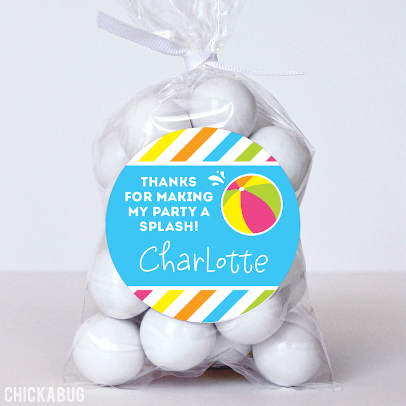 Pink Pool Party Favor Stickers – Chickabug