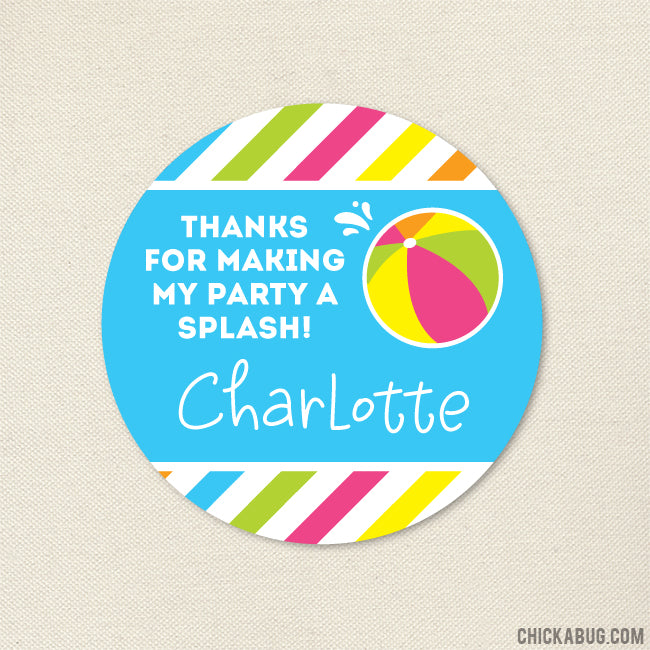 Pink Pool Party Favor Stickers – Chickabug