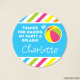 Pink Pool Party Favor Stickers