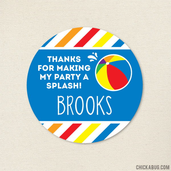 Pool Party Favor Stickers