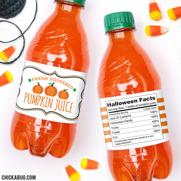 "Pumpkin Juice" Halloween Drink Labels