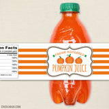 "Pumpkin Juice" Halloween Drink Labels