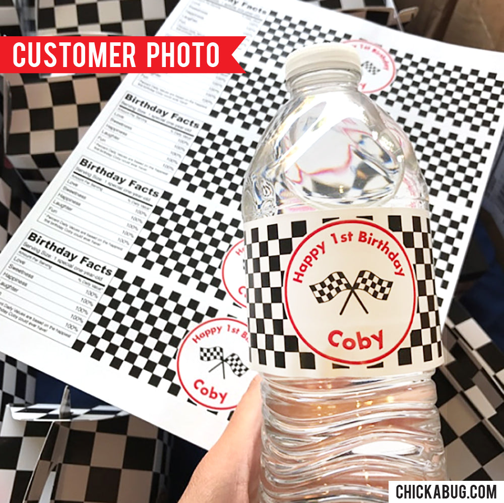 Race Car Water Bottle Labels Template Printable Birthday -   Race car  party, Water bottle labels template, Race car party printables