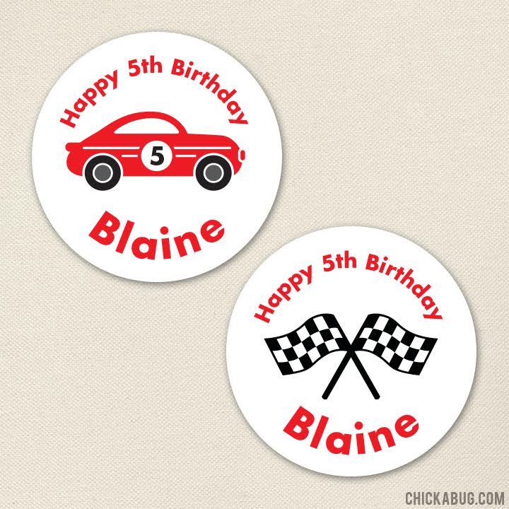 Race Car Birthday Stickers – Chickabug