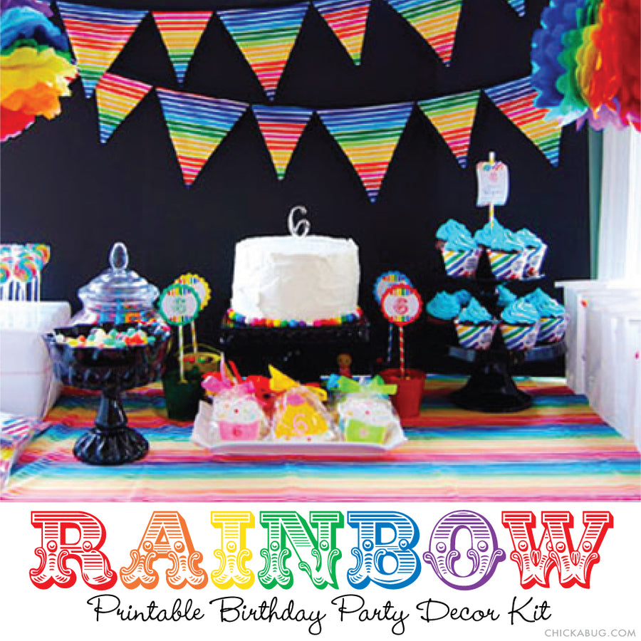 Rainbow Birthday Party Printable Decor Kit (Digital File) – Chickabug