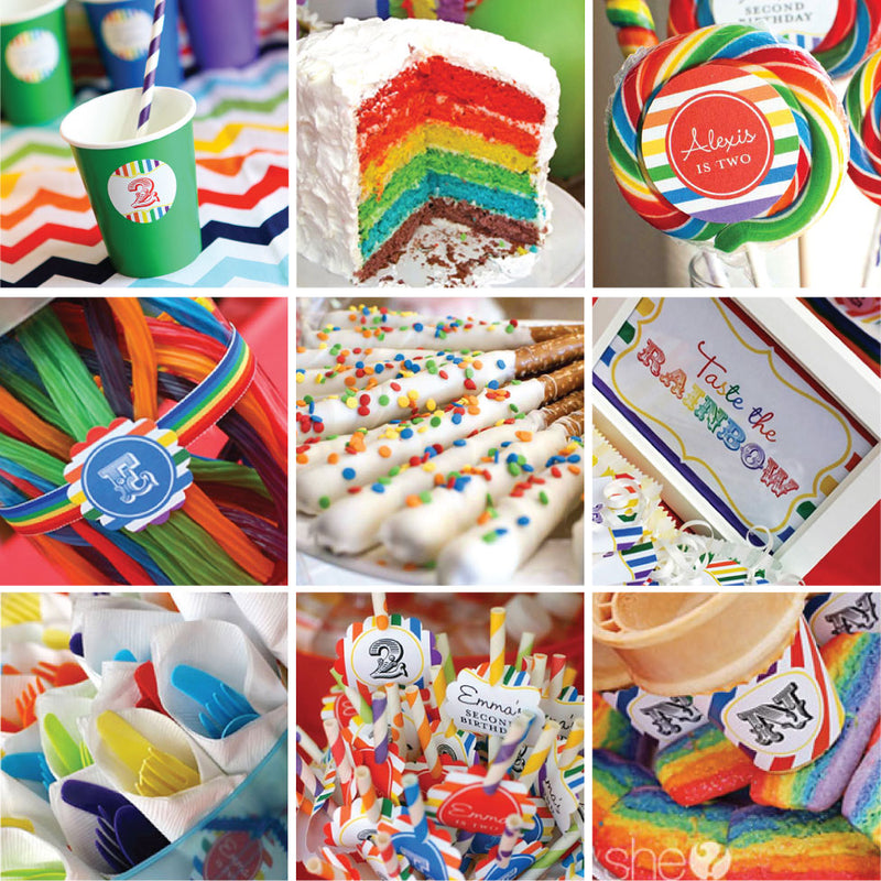 Rainbow Birthday Party Printable Decor Kit (Digital File)