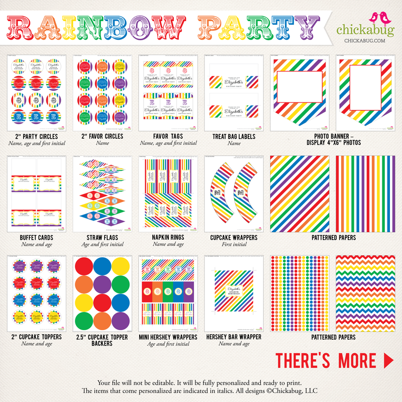 Rainbow Birthday Party Printable Decor Kit (Digital File) – Chickabug