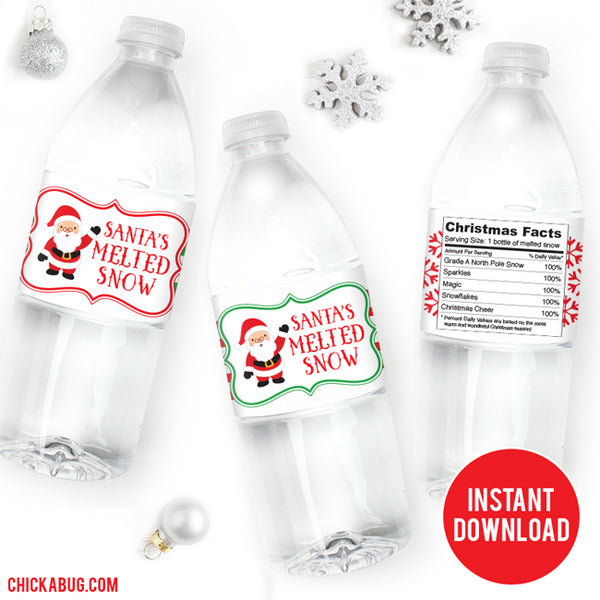 Santa's Melted Snow Water Labels (INSTANT DOWNLOAD)