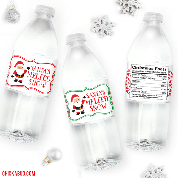 "Santa's Melted Snow" Christmas Water or Soda Labels