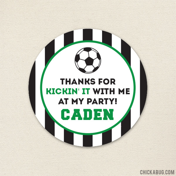 Green Soccer Party Favor Stickers