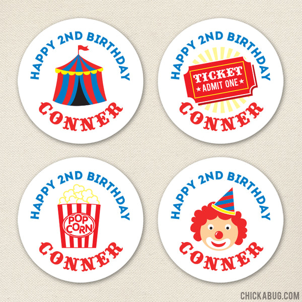 Carnival Birthday Party Stickers