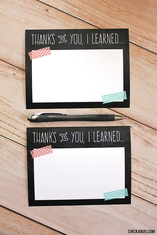 Free Printable Teacher Appreciation Notecards (INSTANT DOWNLOAD)