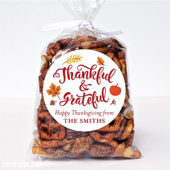 "Thankful & Grateful" Thanksgiving Stickers