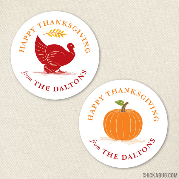 Turkey and Pumpkin Thanksgiving Stickers