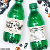 "Toxic Tonic" Halloween Drink Labels